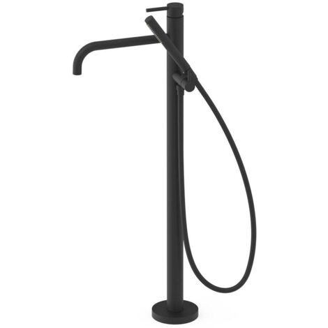 TRES 26247005NM STUDY Grifo Monomando a Suelo Bañera y Ducha Color Negro Mate - ref: 26247005NM