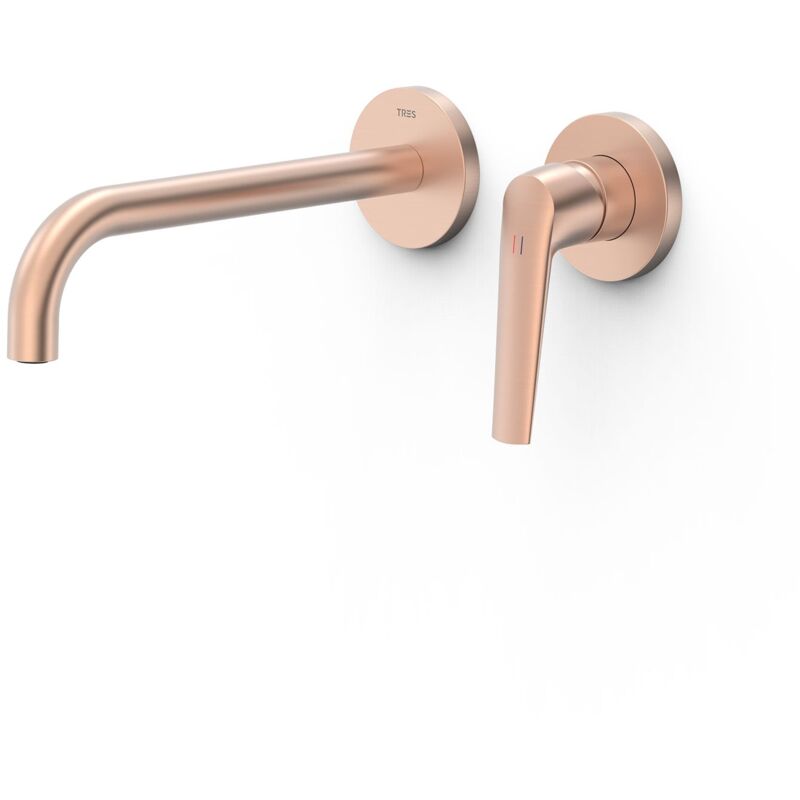 TRES 28130022OPM FUJI Pieza Vista para Cuerpo Empotrado De Lavabo Color Oro Rosa Mate 24K - ref: 28130022OPM