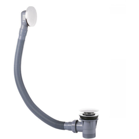 Tres – Bonde de vidage clic-clac avec trop-plein pour baignoire Ø 72 mm – Blanc mat – Installation facile – 3453420BM