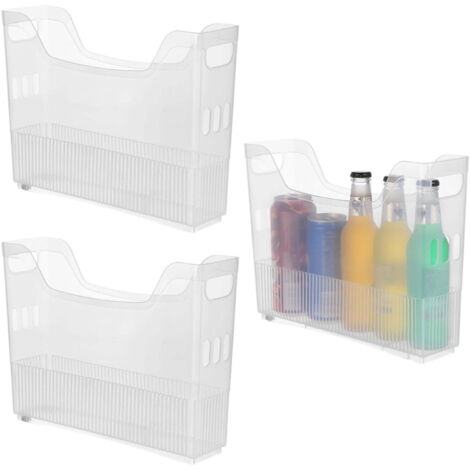 Tres cajas para congelar, cajas de almacenamiento de plástico transparente con ruedas, cajas de almacenamiento altas y estrechas para armarios de cocina, cajas de almacenamiento para el hogar y la ofi