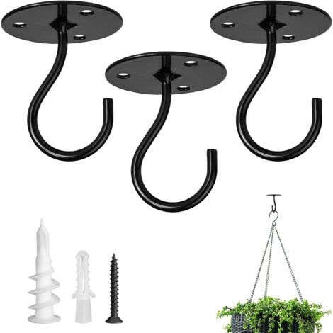Tres ganchos de techo para colgar plantas soportes de pared resistentes adecuados para colgar comederos para pájaros, faroles, campanillas de viento, macetas y decoraciones de exterior.