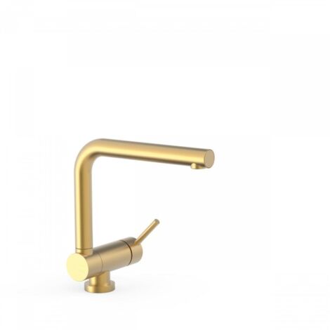 Tres – Mitigeur de cuisine rabattable or mat 24K – Bec pivotant – Latiguillos G3/8 – 30335OM