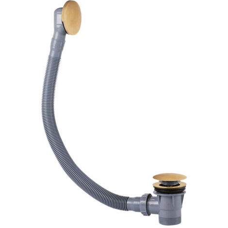 Tres – Vidage baignoire avec trop-plein et valve automatique 72mm – Tube flexible 680mm – Or Mat 24K – 3453420OM