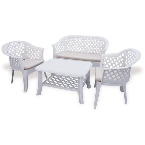 TRESILLO VERANDA BLANCO + COJINES  CONJUNTO