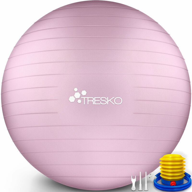 Tresko - Ballon de Gymnastique Anti-éclatement Boule d'assise Balle de Yoga Balles d'exercices Fitness 300 kg avec Pompe à ai (Princess Pink, 65 cm)