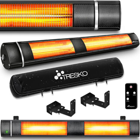 Tresko – Chauffage radiant infrarouge 3000W électrique – Résistant à la corrosion – Pour terrasse et extérieur – Grille en acier inoxydable