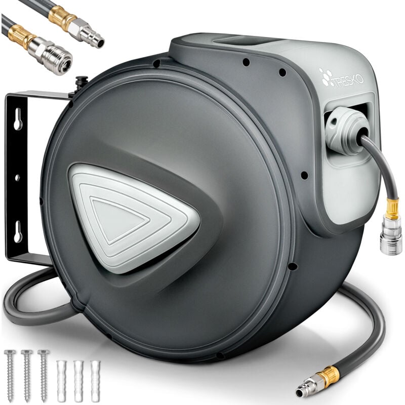 Enrouleur automatique de Tuyau à air comprimé 15m Connexion 1/4' Dévidoir Tuyau Automatique Mural - Tresko