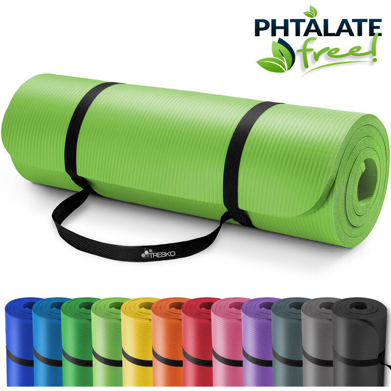 

® Esterilla de fitness 185 x 60 cm y 190 x 100 cm para gimnasia, yoga, pilates y cualquier tipo de entrenamiento | Suave y cómoda | Espuma NBR (Verde