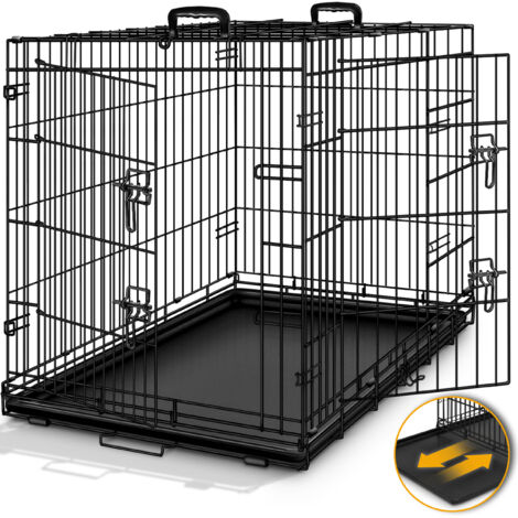 TRESKO® Hundekäfig 91x58x64cm Metall Transportkäfig Auto Hundebox Transportbox faltbar Drahtkäfig