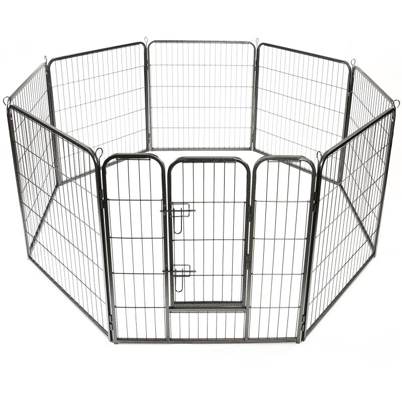 Tresko - Parc Enclos pour Chiot - 8 Panneaux hauteur 80 cm, Noir