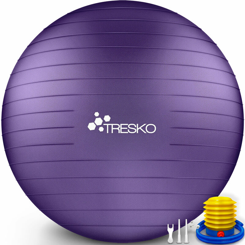 

TRESKO® Pelota de Gimnasia Anti-Reventones | Bola de Yoga Pilates y Ejercicio | Balón para Sentarse | Balon de ejercicio para fitness | 300 kg | con