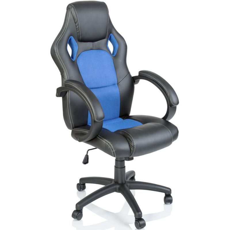 Tresko® Racing Chefsessel Bürostuhl Drehstuhl Sportsitz Bürosessel Schreibtischstuhl Schwarz/hellblau