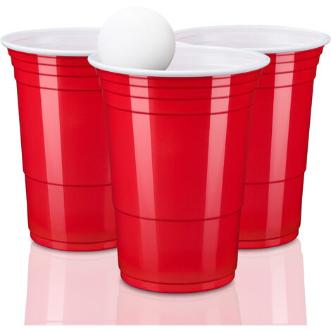 TRESKO Rote Partybecher 250 Stück Trinkbecher Einwegbecher Plastikbecher Party Beer Pong Cups