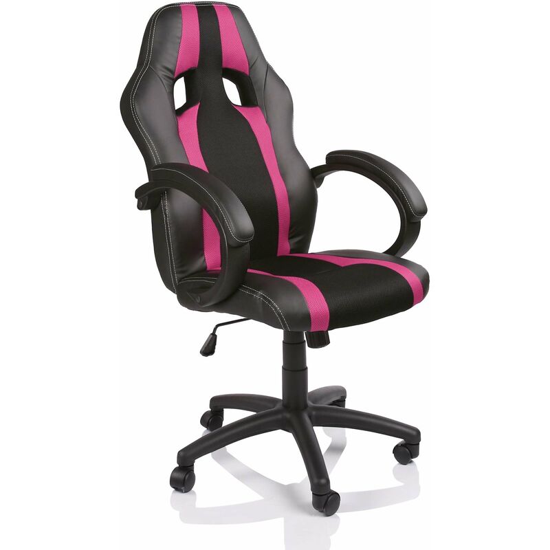 

Silla de oficina Racing Silla de escritorio (Negro / Rosa) ordenador giratoria, Silla Gaming ergonómica, pistón de gas certificado por SGS - Tresko