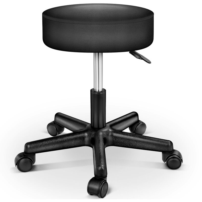 Tresko Tabouret De Travail Noir Tabouret A Roulettes Siege Pivotant Par 360 Rembourrage De 10 Cm Abh 001