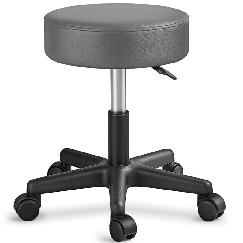 Tabouret de Travail gris Tabouret à roulettes siège pivotant par 360° rembourrage de 10 cm - Tresko