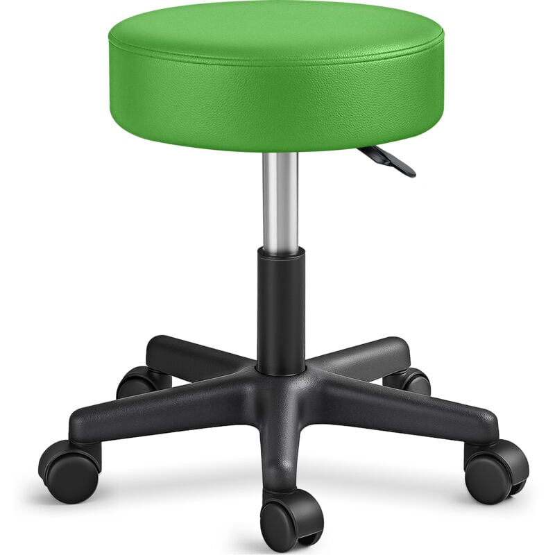 TRESKO Tabouret de Travail VERT Tabouret à roulettes siège pivotant par 360° rembourrage de 10 cm