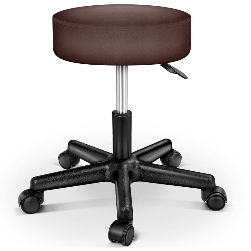 

Taburete con ruedas taburete giratorio cosmético de trabajo consulta, regulable en altura, giratorio en 360°, con asiento acolchado de 10 cm y 8