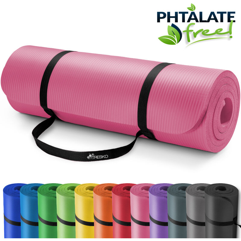 Tresko® Yogamatte Fitnessmatte Gymnastikmatte Pilates 185x60x1, 5cm Rosa