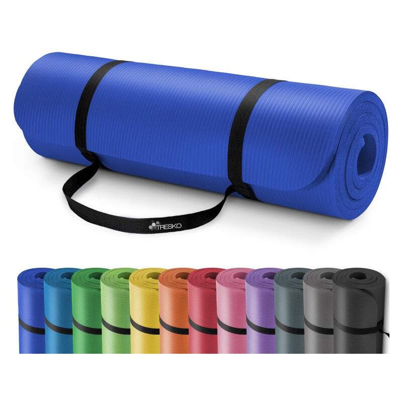 Tresko Yogamatte Fitnessmatte Gymnastikmatte Pilates 190x100x1, 5cm Dunkelblau
