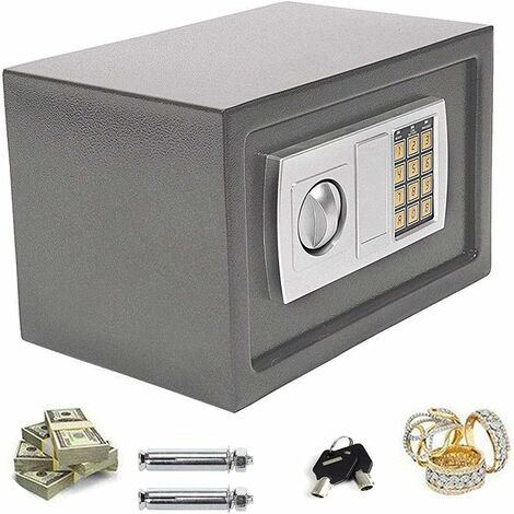Tresor Elektronik Zahlenschloss 8.5L 31x20x20cm Doppelstahlbolzen Montagematerial Safe Möbeltresor Grau