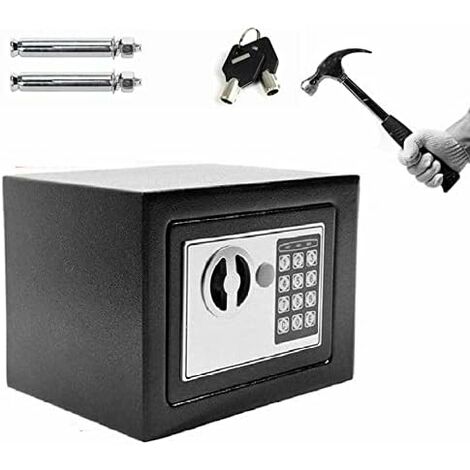 Tresor Klein Elektronischer Safe, Safe Tresor Möbeltresor Dokumententresor Geldschrank Wandtresor mit zahlenschloss und 2 Notschlüssel wasserdichte Sicherheitsbox Wandtresor Stahlsafe Schwarz-4.6L