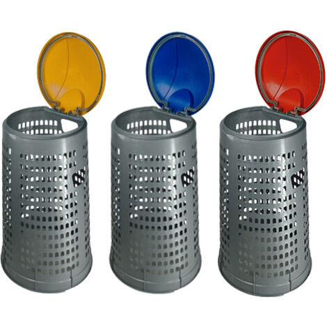Trespolo Bidone Tata Con Coperchio Rosso Per Raccolta Differenziata 38x80cm