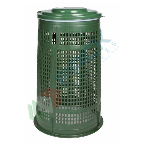 Trespolo per la raccolta differenziata rifiuti, capacità 130 Lt, coperchio con cerniera e anello portasacco, colore verde - Verde