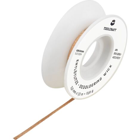 Tresse à dessouder TOOLCRAFT ZD-180 Longueur 1.5 m Largeur 3.0 mm flux imprégné V925411