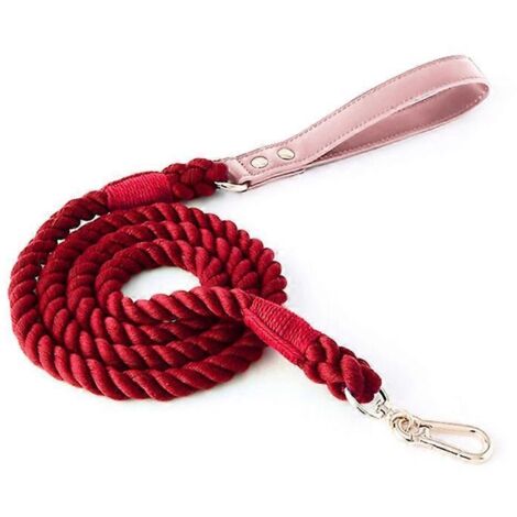 Tresse colorée pour chien, laisse dégradée pour chat, corde de traction pour animal, promenade sécurisée 150cm12mm, rouge vin.