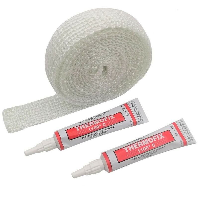 Tresse de verre plate + colle réfractaire - 5 mètres 10 mm