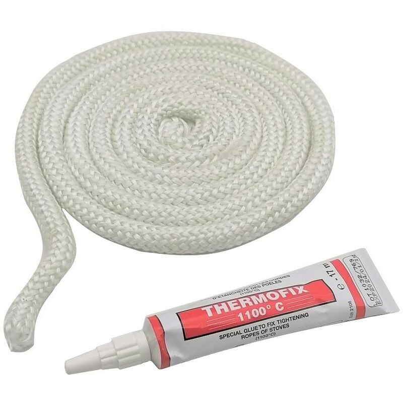 Tresse de verre ronde + colle réfractaire - 3 mètres 15 mm