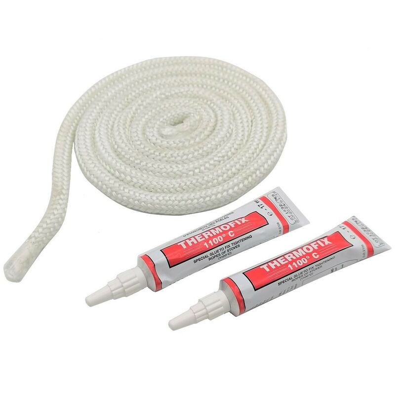 Tresse de verre ronde + colle réfractaire - 5 mètres 15 mm