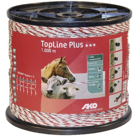 Tresse TopLine Plus, blanche/rouge, 1000 m AKO 449120