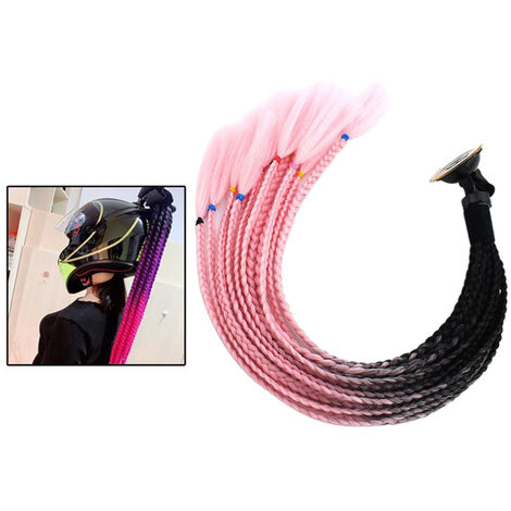 Tresses pour casque de moto, perruque pour femme, style Punk, décoration avec nud à ventouse,Black Pink