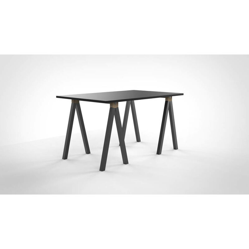 Tréteau Aspen, H.73cm x L.70cm x Emp. 30cm - Bois FSC, et barre métal chromée, Pieds teintés noir