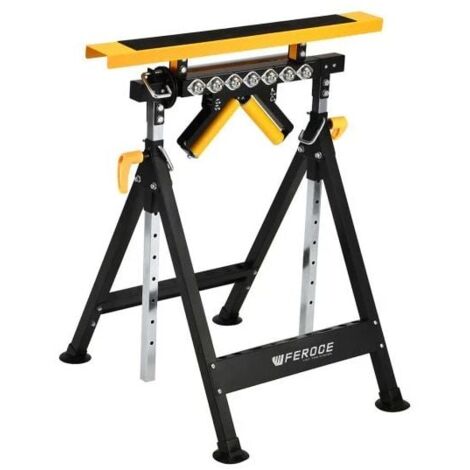 Tréteau télescopique 4 en 1 – Charge max 200Kg – Hauteur réglable 83 à 128cm – Tube acier robuste – Patins antidérapants – Feroce