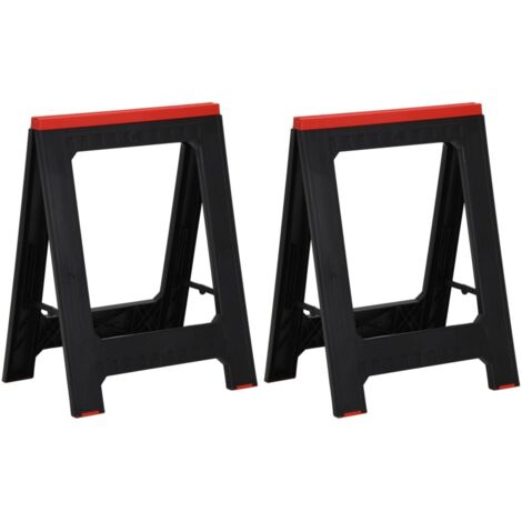 Tréteaux de travail pliables 2 pcs PP Noir et rouge 350 kg vidaXL