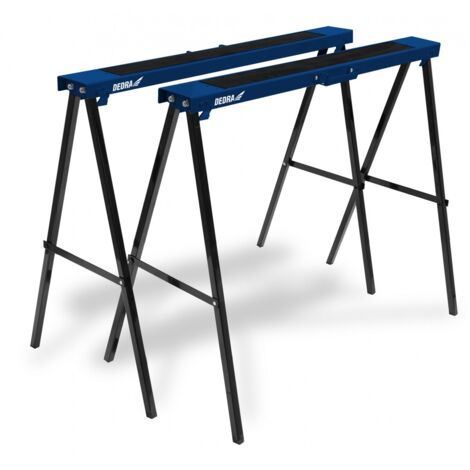 Tréteaux en métal de Workshop Dedra, 2 pièces, capacité de charge de 250 kg/paire, idéal pour la menuiserie, la mécanique et la construction, conception robuste, pliable et durable.