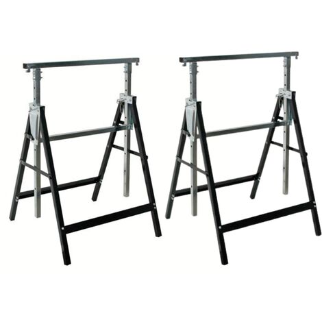 Tréteaux métalliques Toolland réglables en hauteur - Max. 180 kg - 81 à 130cm - 2 PACK