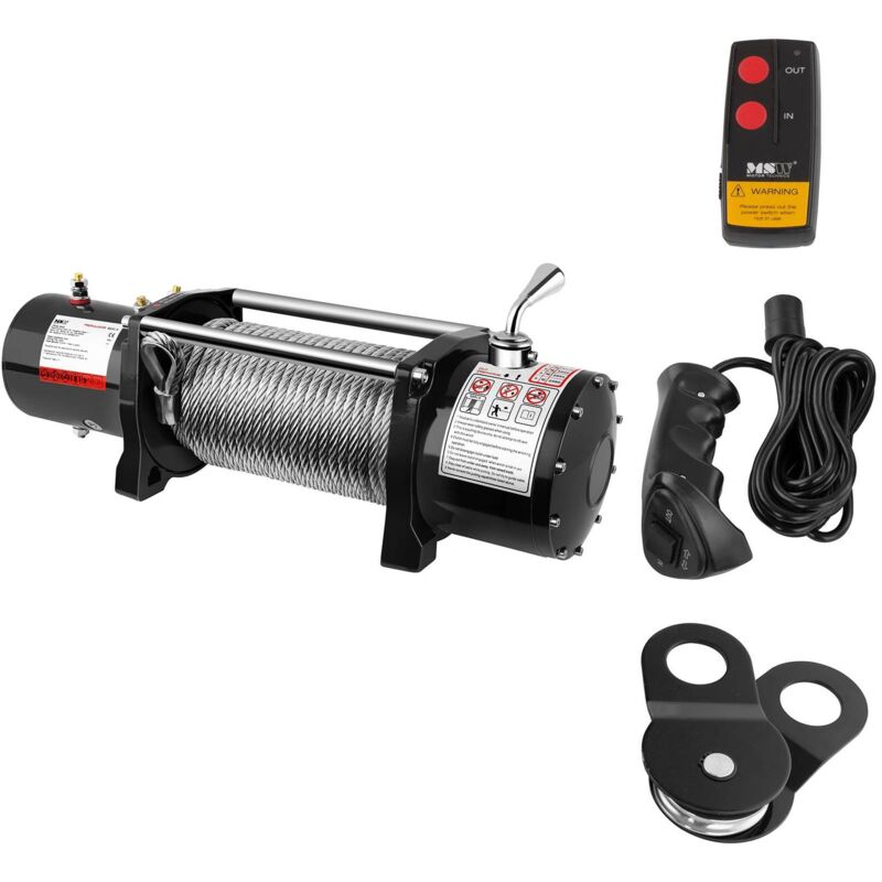 Treuil 4X4 Treuil Électrique 12V Quad 4310 Kg 4000 W 8 Tonnes Câble Acier Poulie - Noir
