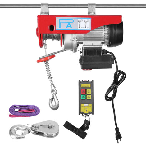Treuil à Câble Électrique 440LBS Palan Électrique avec Télécommande sans Fil 510 W Treuil-Palan 10 m/min Hauteur de Levage Câble Simple 12 m Moteur en Cuivre Pur pour Garages Entrepôts Usines