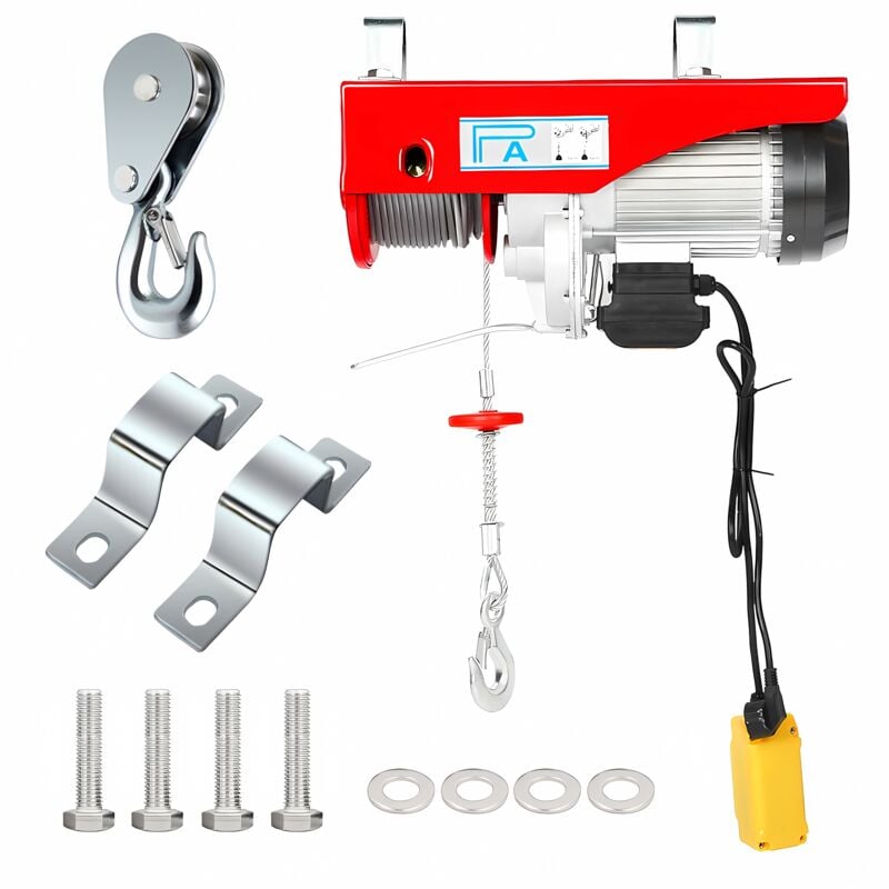 Topiky Treuil à Câble Electrique, 500KG-1000KG 1800W Palan à Câble Treuil-Palan Palan à Chaîne avec Câble en Acier 18 m et télécommande pour Usines