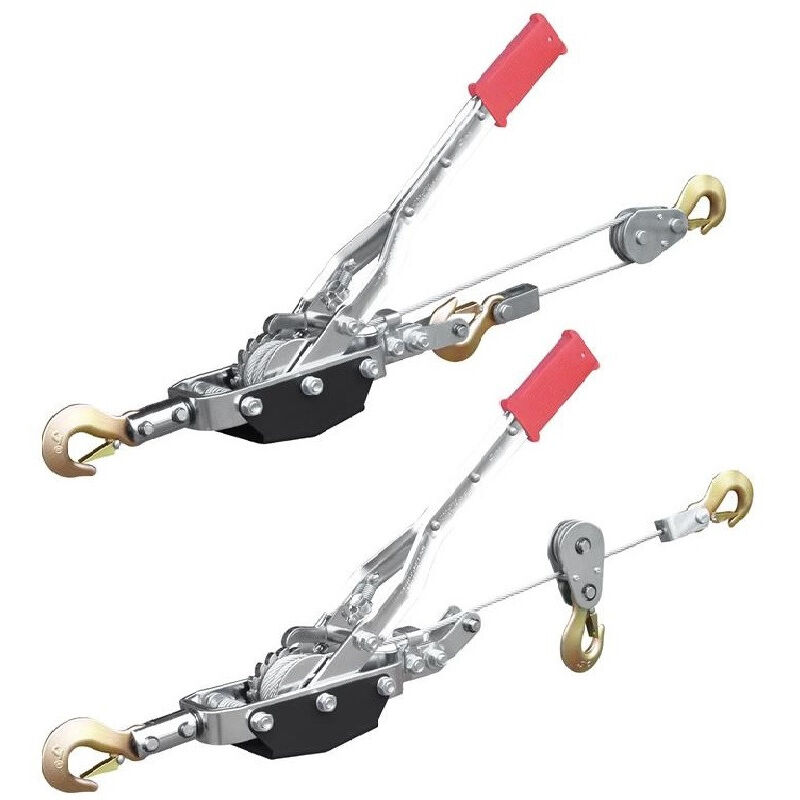 Outifrance - Treuil à levier capacité 1250kg 3 crochets avec linguet de sécurité câble D6mmx3,4m corps et levier en acier