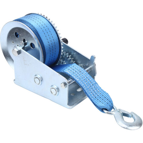 Treuil à Manivelle 3200LBS avec Sangle, Accessoire de Cabestan pour Remorque, Bateau et Navire