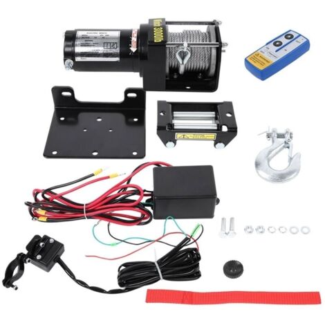Treuil de récupération électrique 3000lbs, Kit de télécommande à fil 12V pour camion SUV ATV remorque de bateau de remorquage