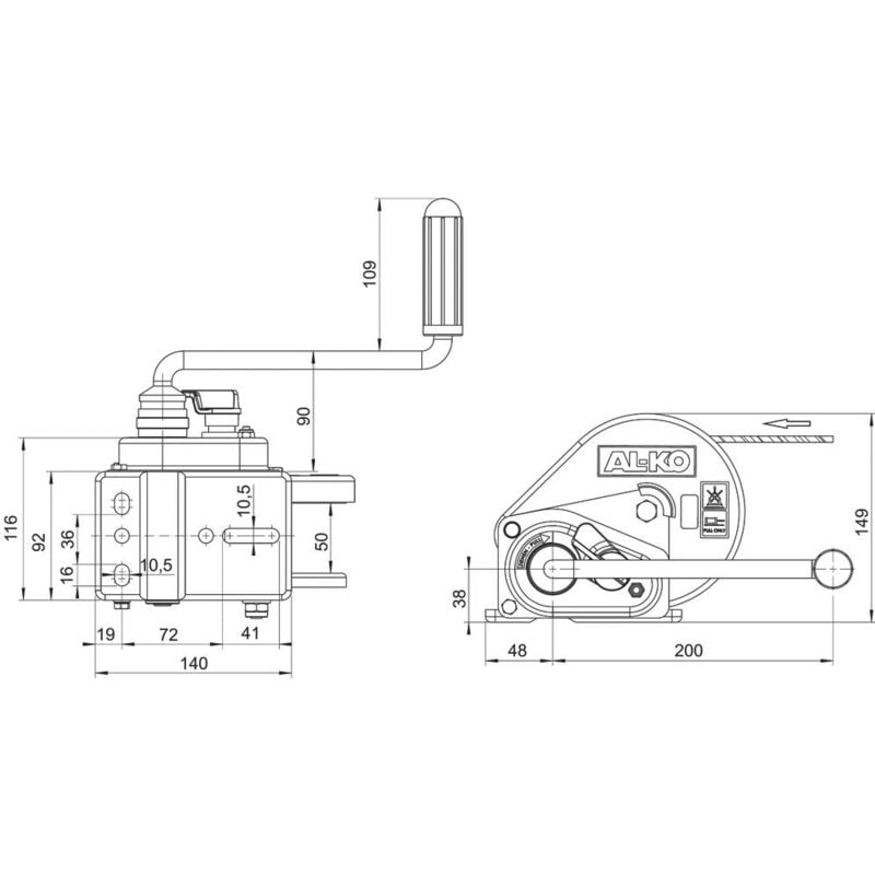 Treuil freiné avec enrouleur automatique Al-ko 18057