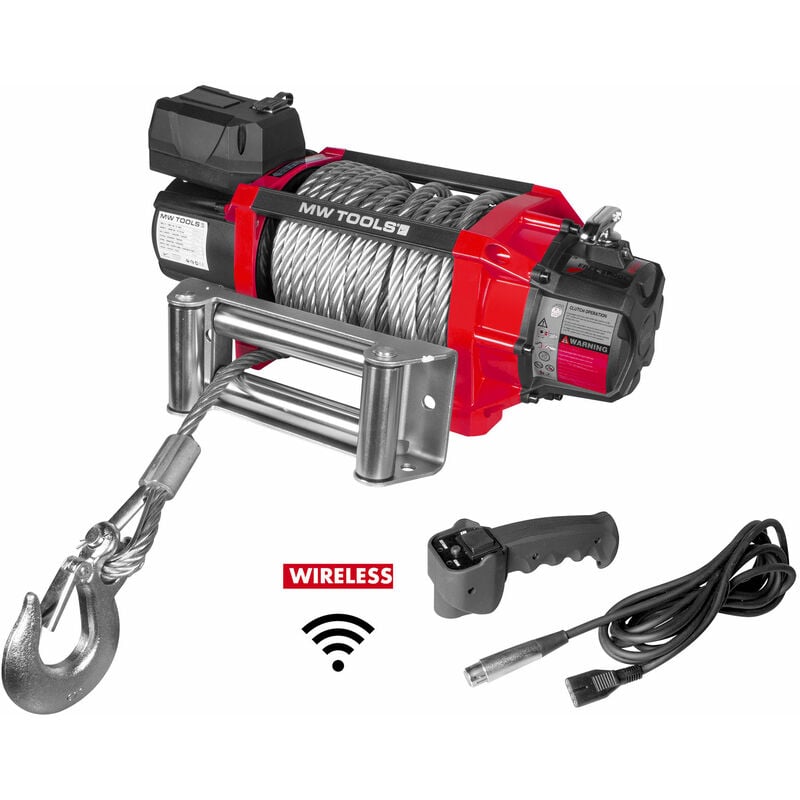 Mw Tools - Treuil électrique 24V 8164 kg câble 22m acier télécommande sans fil SEL820024