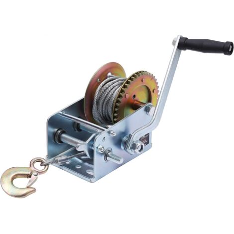 Treuil Manuel 720 KG avec Câble en Acier de 10m, Treuil à Câble Manuel Robuste pour Remorque de Camion de Bateau de Voiture 325935