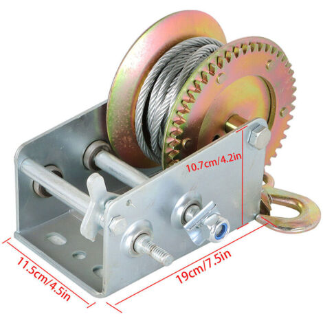 Treuil manuel à câble d'acier robuste de 600 lb avec disque d'engrenage pour motos et remorques